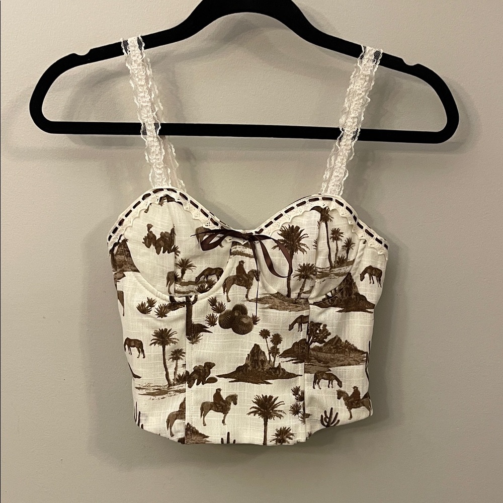Western Print Corset Type Women's Top